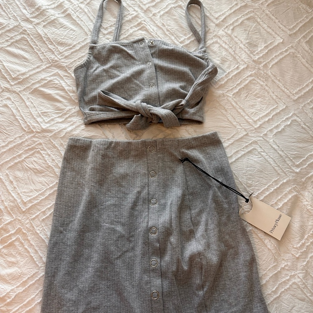 Grey sweater two piece set